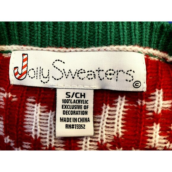 Jolly Sweaters Pullover Ugly Christmas Holiday Santa Sunglasses Colorful Sz S - Picture 7 of 7